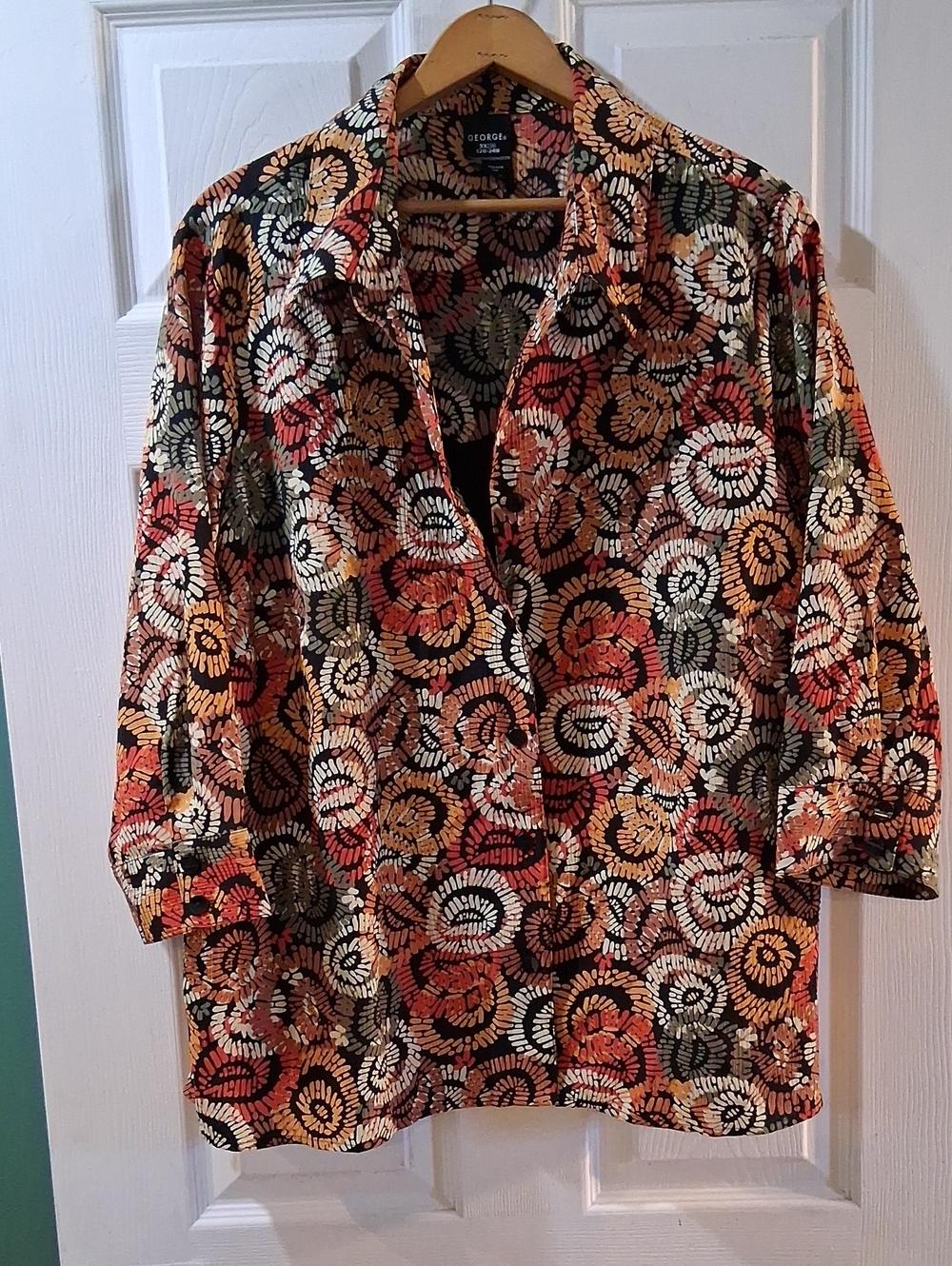 George Black Multicolor Spiral Fall Colors Button-Down Shirt Built-In Tank